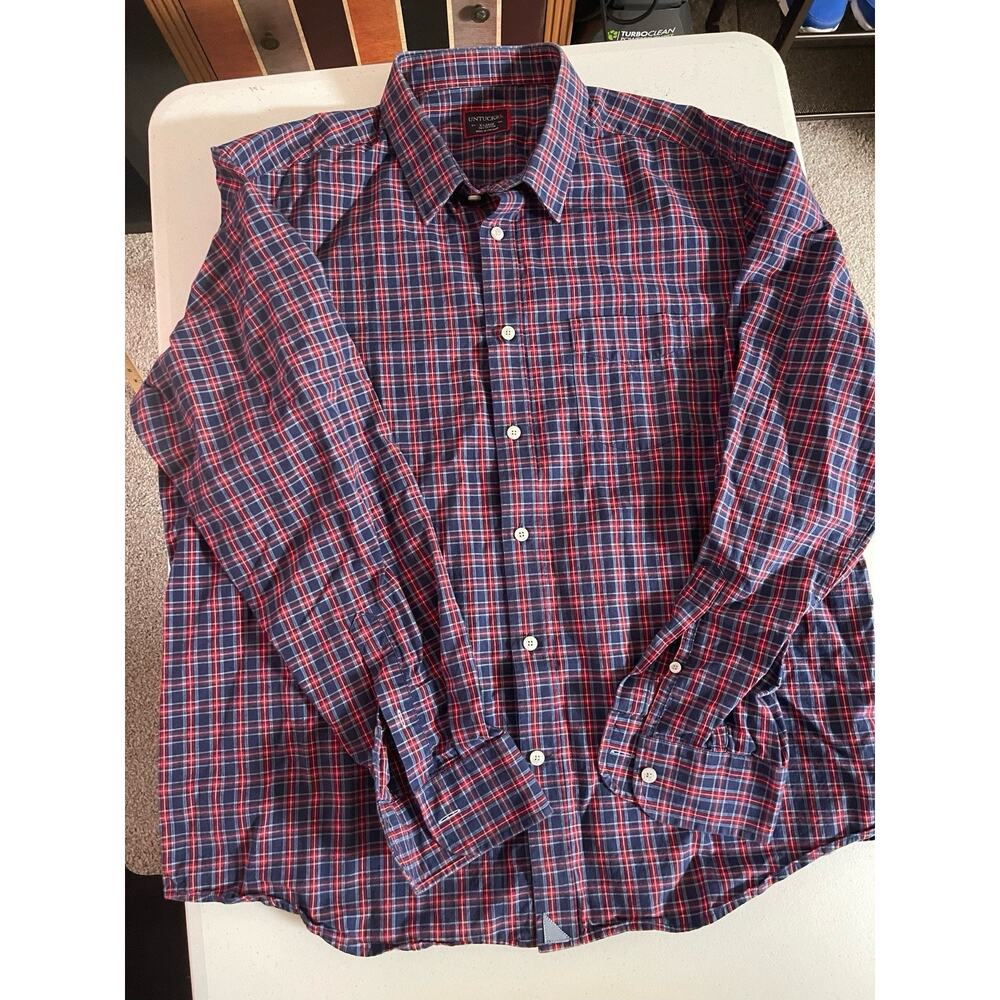 Mens Untuckit Long Sleeve Button Down Xl X-Large Blue Red